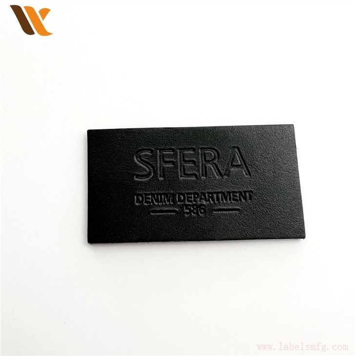 Custom Engrave Logo Black Leather Patch