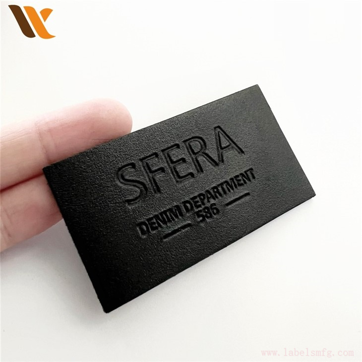 Custom Engrave Logo Black Leather Patch