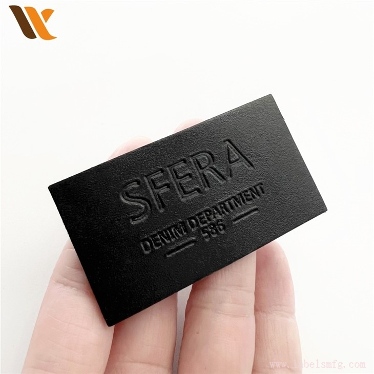 Custom Engrave Logo Black Leather Patch
